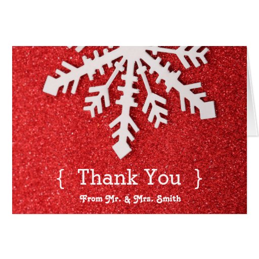 Personalized Elegant Red Glitter Thank You Card | Zazzle