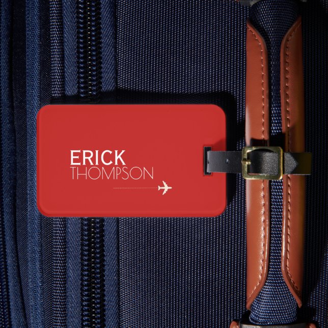 Personalized Elegant Red Luggage Tag (Front Insitu 4)