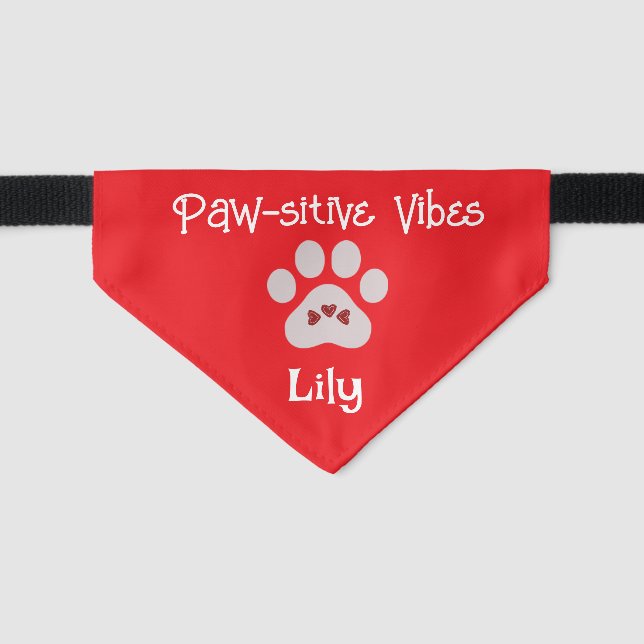 Personalized Elegant Red Pet Bandana Collar (Front)