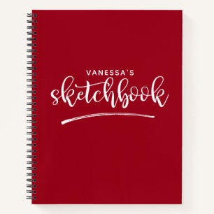 Personalized Elegant Red Sketchbook Notebook