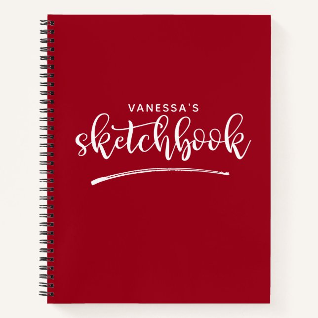 Personalized Elegant Red Sketchbook Notebook (Front)