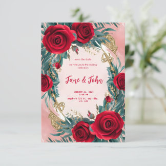 [Personalized] Elegant Red Wedding Invitation