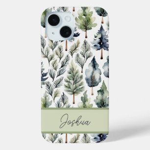 Personalized Elegant Sage Green Fir Tree iPhone 15 Case