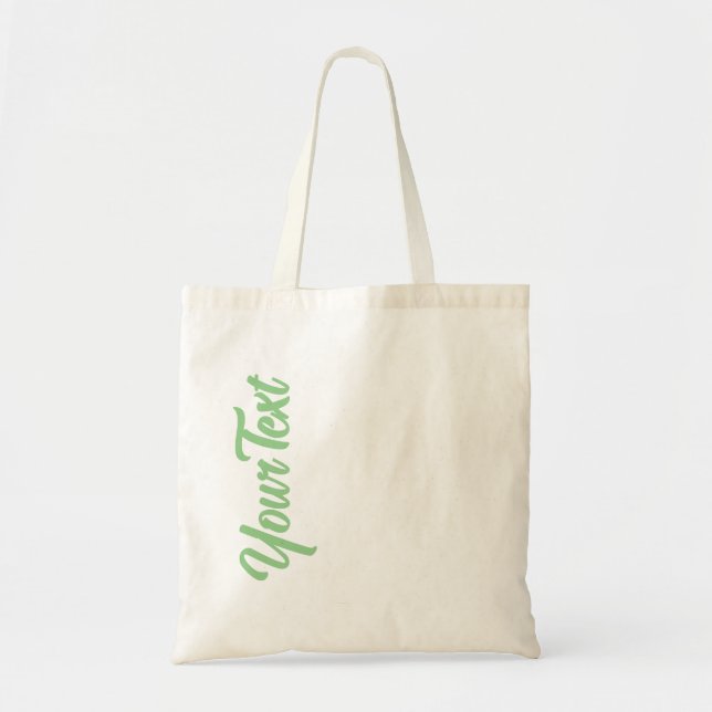 Personalized Elegant Sage Green Script Text Top Tote Bag (Front)