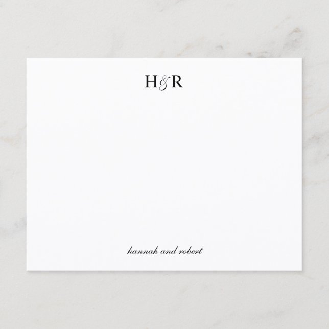 Personalized Elegant Script Ampersand Monogram Note Card (Front)