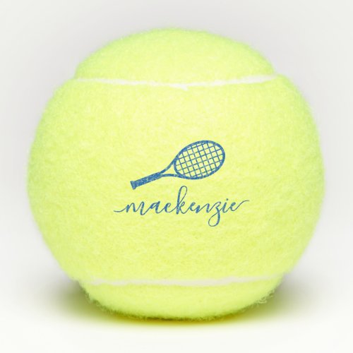 Personalized Elegant Script Blue Name Tennis Balls
