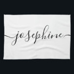 Personalized elegant script Custom name Kitchen Towel<br><div class="desc">Introducing our Personalized Elegant Script Custom Name Kitchen Towel, a delightful and thoughtful gift that adds a touch of sophistication and charm to any kitchen. This kitchen towel is designed with simplicity and elegance in mind, making it a timeless and versatile addition to her culinary space. The towel features an...</div>