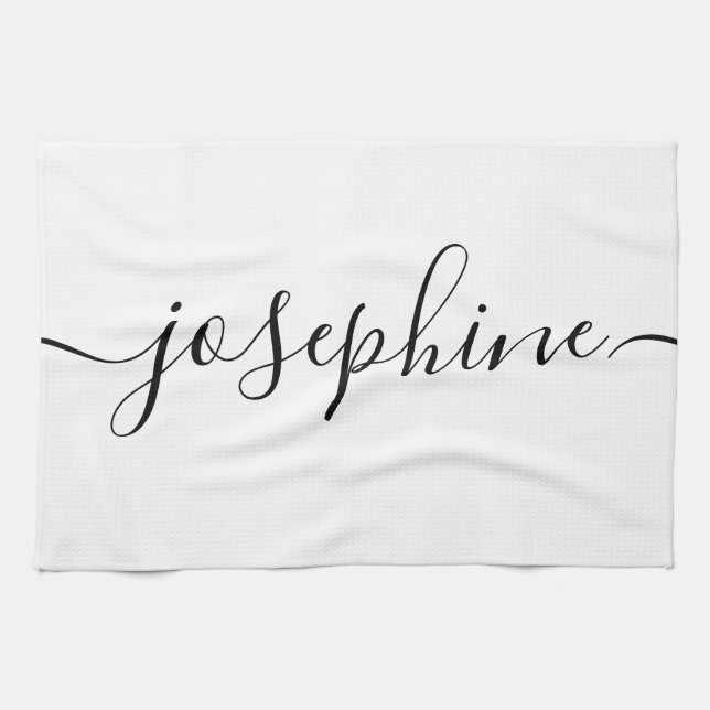 Personalized elegant script Custom name Kitchen Towel (Horizontal)