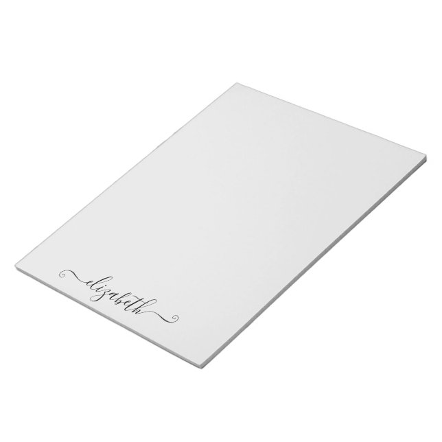 Personalized Elegant Script Light Gray Notepad (Angled)