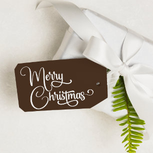 Personalized Elegant Script Merry Christmas Custom Gift Tags