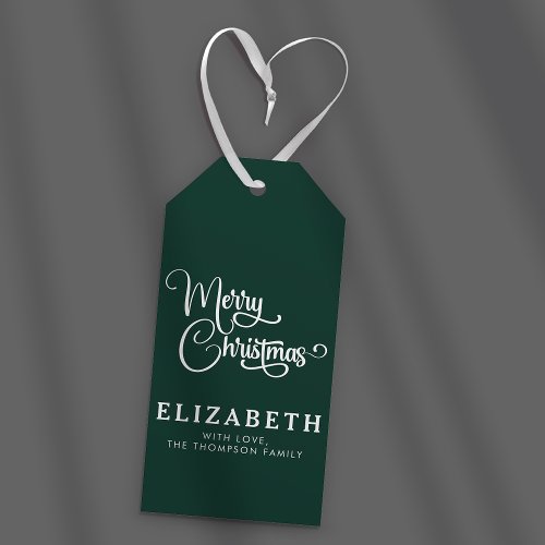 Personalized Elegant Script Merry Christmas Custom Gift Tags