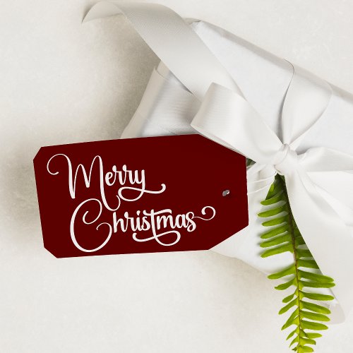 Personalized Elegant Script Merry Christmas Custom Gift Tags