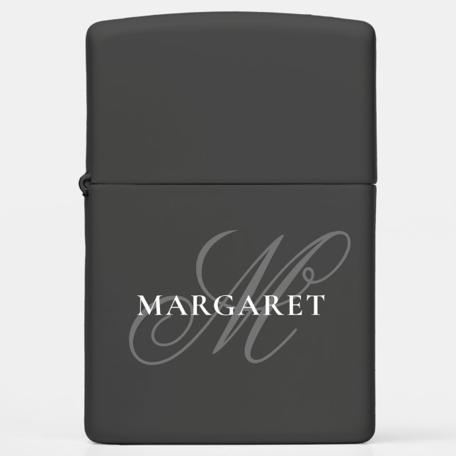 Personalized Elegant Script Monogrammed Name Zippo Lighter (Front)