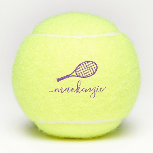 Personalized Elegant Script Name Purple Tennis Balls