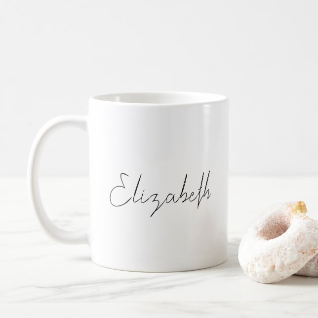 Personalized Elegant Script Name Template Coffee Mug (With Donut)