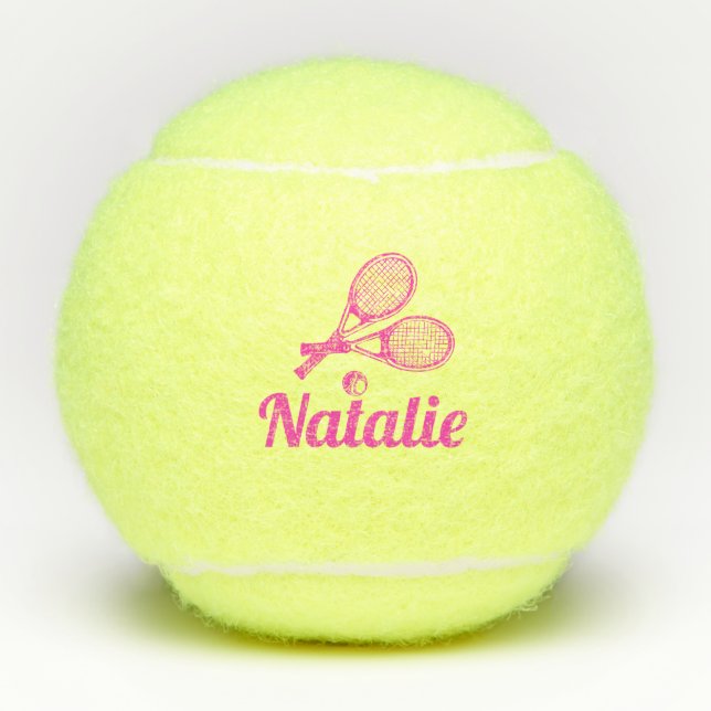 Personalized Elegant Script Name  Tennis Balls (Front)