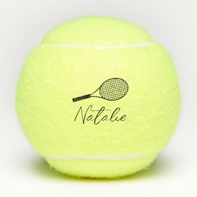 Personalized Elegant Script Name  Tennis Balls (Front)