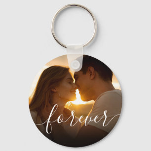 Personalized Elegant Script Photo Keychain
