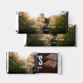 Personalized Elegant Script Photo Wedding Hershey Bar Favors by HappyMemoriesPaperCo at Zazzle