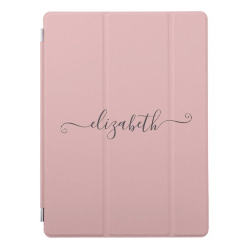 Personalized Elegant Script Pink and Gray  iPad Pro Cover