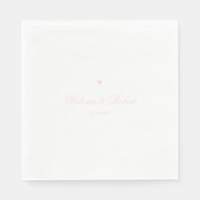 Personalized Elegant Script Pink Heart Napkins (Front)