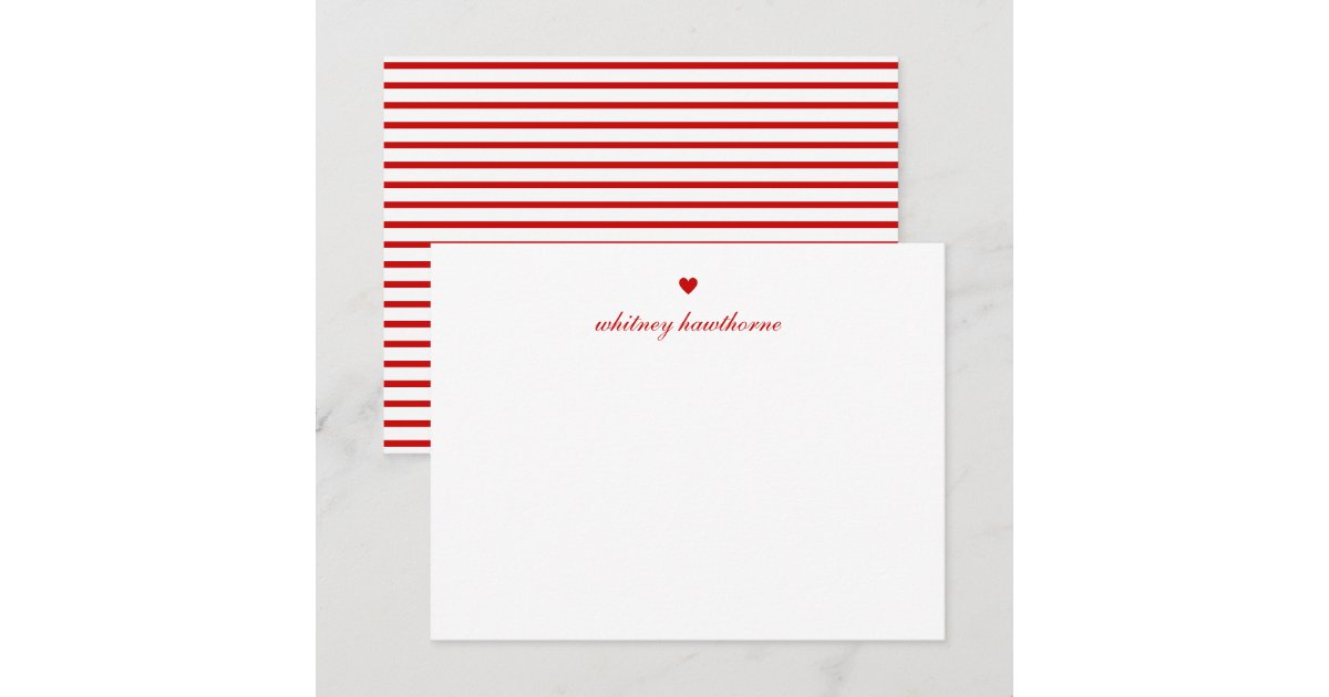 Red Heart Note Card Personalized Elegant Script Red Heart Note Card | Zazzle