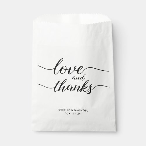 Personalized elegant script wedding Love and thank Favor Bag
