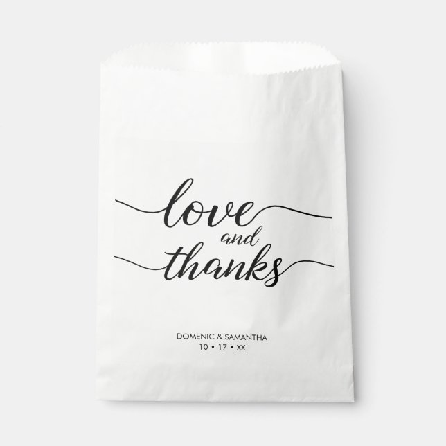Personalized elegant script wedding Love and thank Favor Bag (Front)