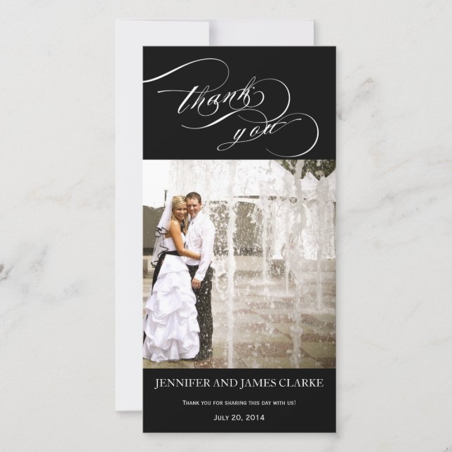 Personalized Elegant Script Wedding Thank You (Front)