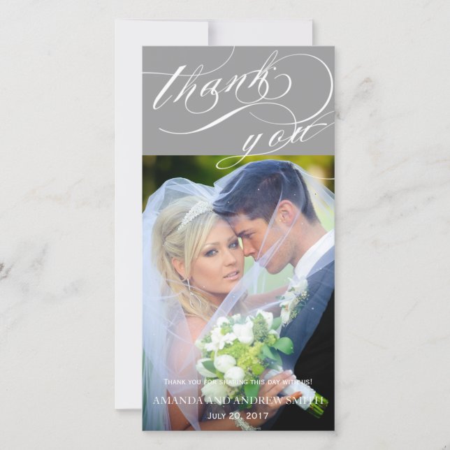 Personalized Elegant Script Wedding Thank You Card (Front)