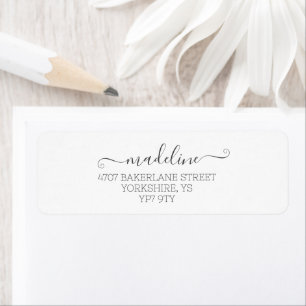 Personalized Elegant Script White Name Address Label