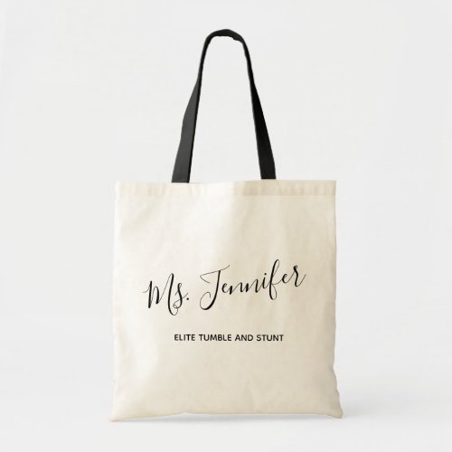 Personalized Elegant Scripted Cheer Coach Tote Bag