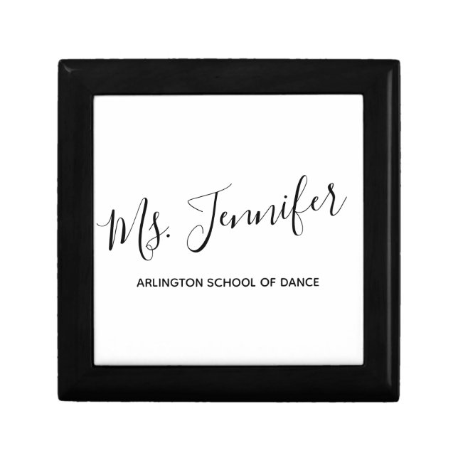 Personalized Elegant Scripted Dance Teacher Gift Box (Front)