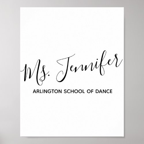 Personalized Elegant Scripted Dance Teacher Poster