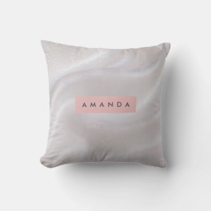 Personalized Elegant Shimmer White Satin Throw Pillow