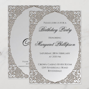 Personalized Elegant Silver Decorative Birthday Invitation