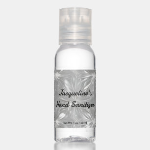 Personalized Elegant Silver White Hand Sanitizer