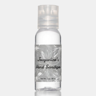 Personalized Elegant Silver White Hand Sanitizer