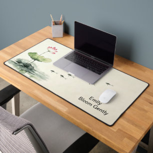 Personalized Elegant Simple Modern Lotus Fish Larg Desk Mat