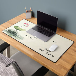 Personalized Elegant Simple Modern Lotus Fish Larg Desk Mat
