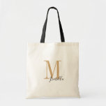 Personalized elegant simple name and monogram tote bag<br><div class="desc">Elegant Modern Personalized monogram and name tote bags in black and gold color,   simple and stylish. great personalized bridal party gifts at wedding party,  bridal shower or bachelorette party.  Customize the monogram or name with your choice of color or font.</div>