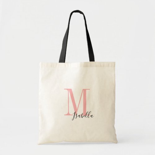 Personalized elegant simple name and monogram tote bag