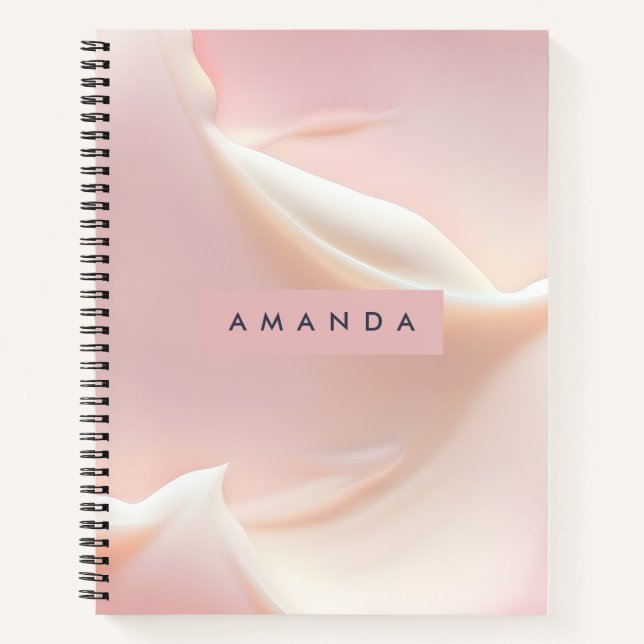 Personalized Elegant Soft Blush Satin Abstract Notebook (Front)