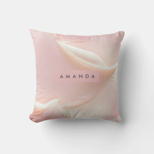 Personalized Elegant Soft Blush Satin Abstract Throw Pillow