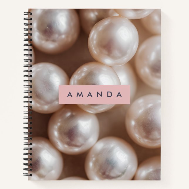 Personalized Elegant Soft Pearl Chic Style Notebook (Front)