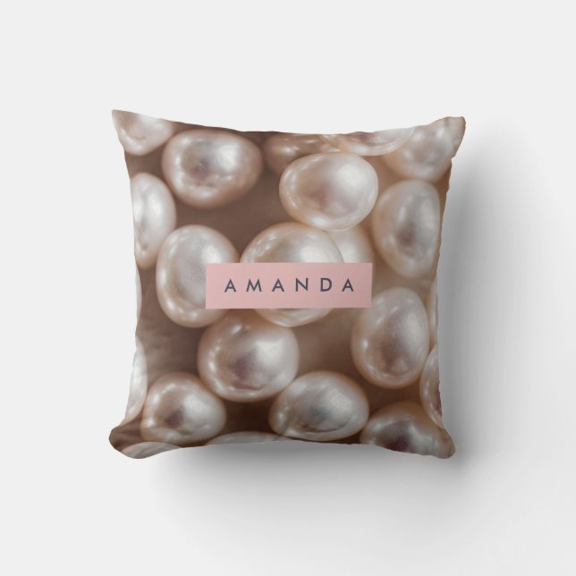 Personalized Elegant Soft Pearl Chic Style Throw Pillow (Front)