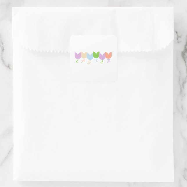 Personalized Elegant Spring, Easter Holiday Tulips Square Sticker (Bag)