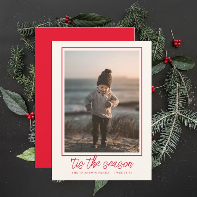 Personalized Elegant Stylish Cute Red Christmas  Holiday Card (Creator Uploaded)