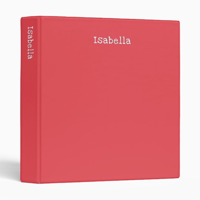 Personalized Elegant Stylish Pretty Watermelon Red 3 Ring Binder (Front/Spine)