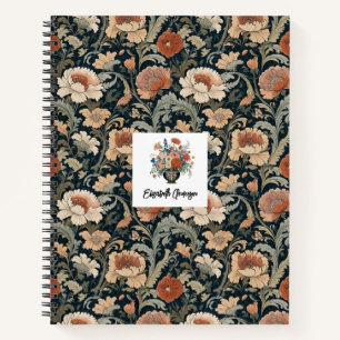 Personalized Elegant Stylish Vintage Dark Floral Notebook